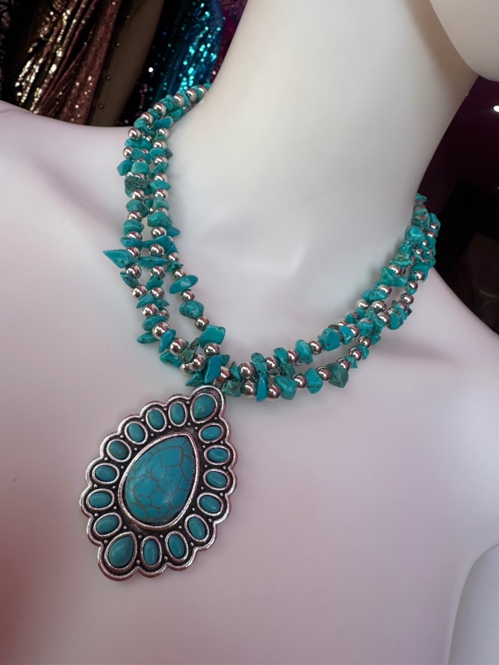 ✨ Turquoise Western Boho Statement Necklace ✨